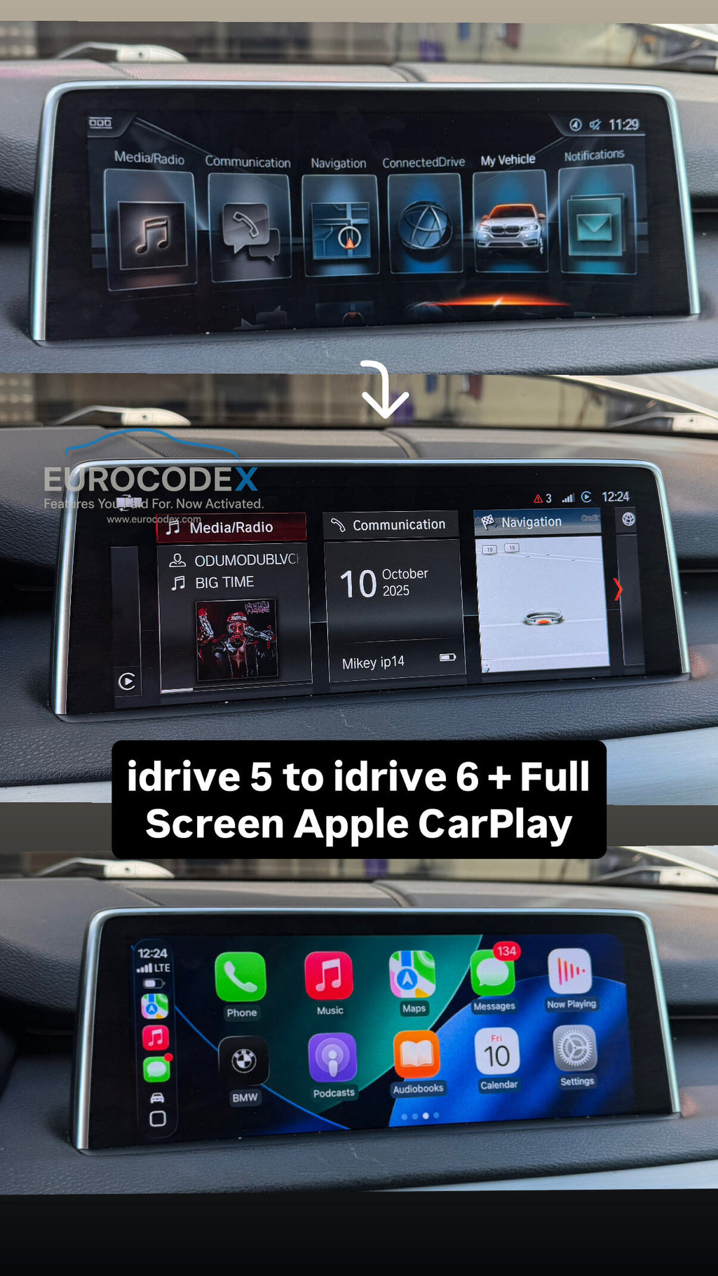 BMW iDrive 5 → iDrive 6 Upgrade + Apple CarPlay Fullscreen + Navigation Update (Bundle)